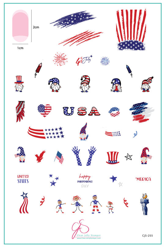 Clear Jelly Stamper- CjS-255- Fourth of July