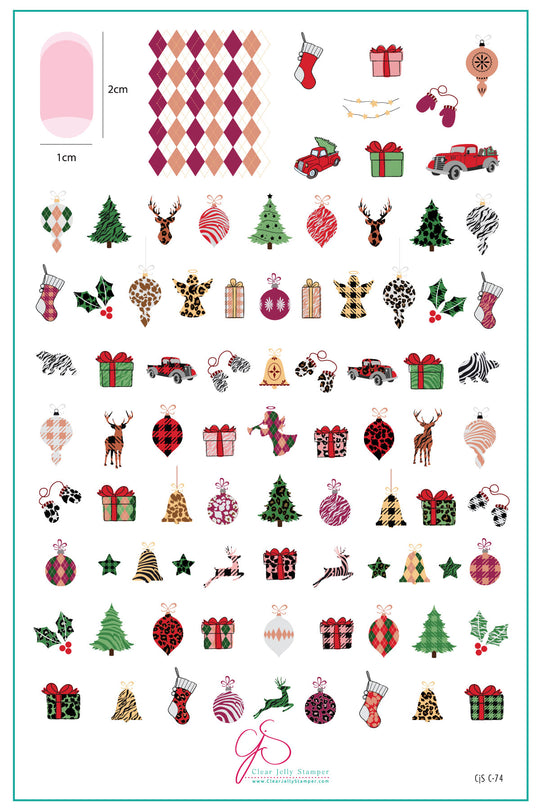 Clear Jelly Stamper- C-74- Patterned Holidays 2.0