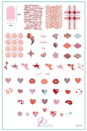 Clear Jelly Stamper- V-34- Patterned Valentines