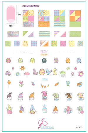 Clear Jelly Stamper- H-75- Patterned Easter Gnomes