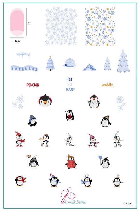 Clear Jelly Stamper- C-61- Playful Penguins