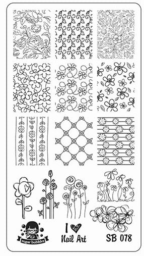 sugar bubbles spring flower nail stamping plate