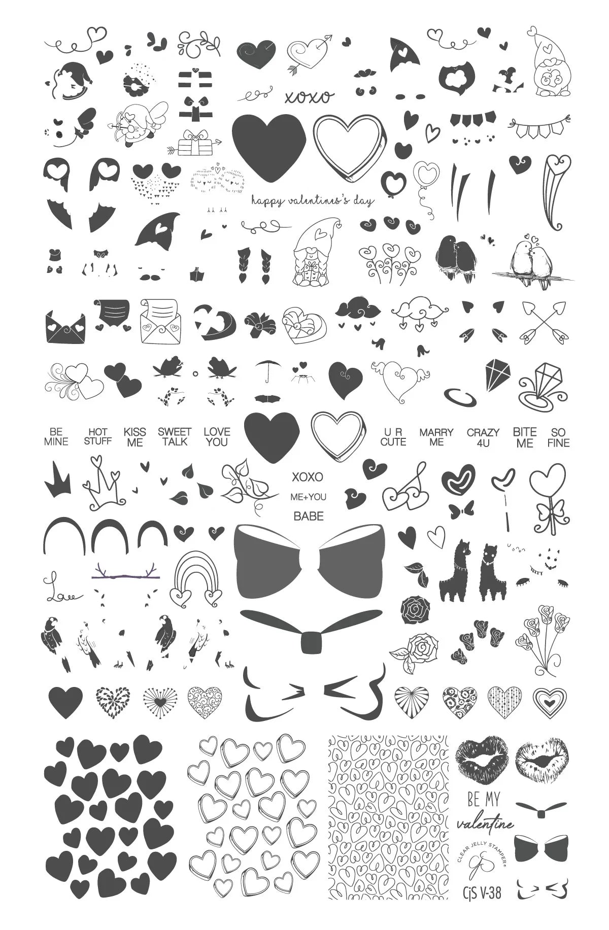 Clear Jelly Stamper- V-38- Sweet Love