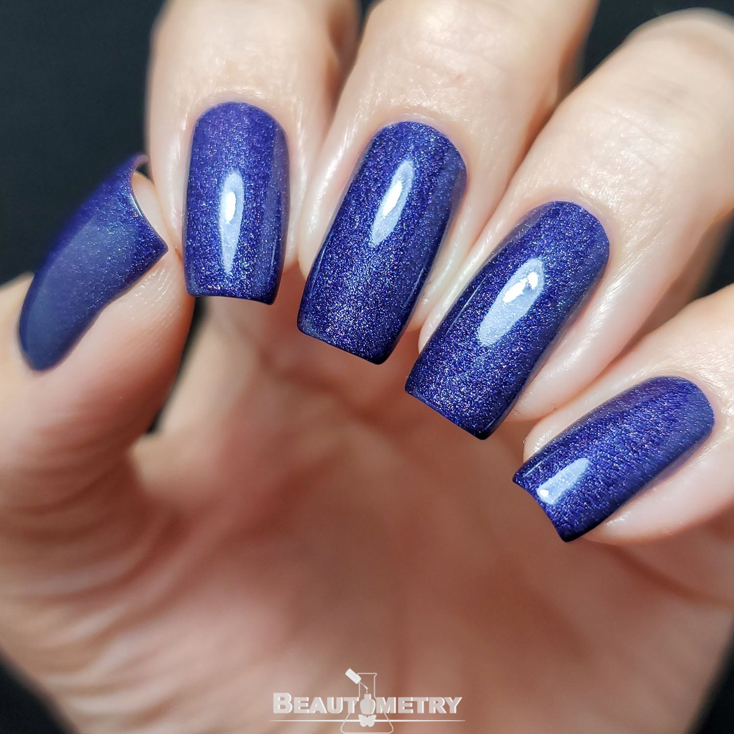 tristam navy blue holographic nail polish