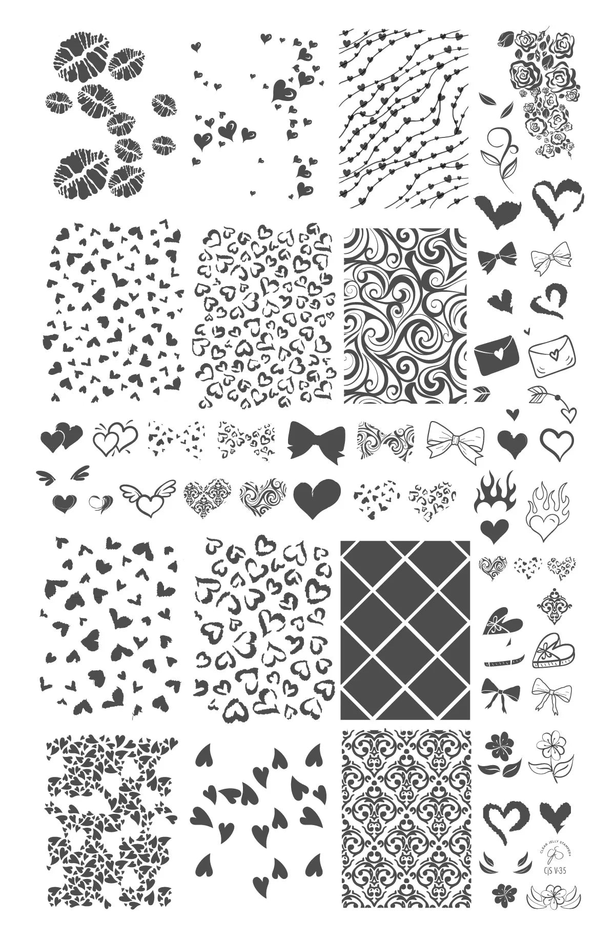 Clear Jelly Stamper- V-35- With Love