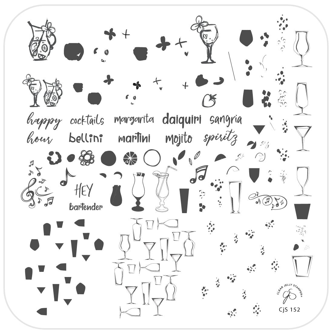 Clear Jelly Stamper- CjS-152- Hey Bartender