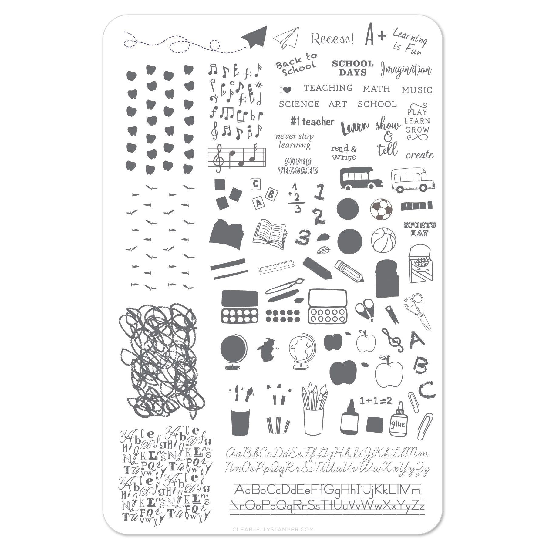 Clear Jelly Stamper- CjS-044- Back to School Primary