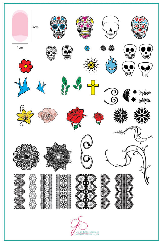 Clear Jelly Stamper- LC-32- Dark Eyes - 'Calaveras'